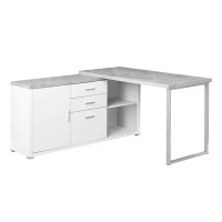 HomeRoots 57" L-Shape Computer Desk With Three Drawers