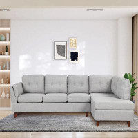 Latitude Run® Contemporary Linen L-shape Sectional Sofa With Chaise Lounge & Lumbar Support Pad