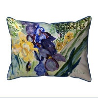 East Urban Home Yellow & Blue Iris Indoor/Outdoor Pillow