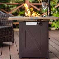 Creationstry 28Inch Outdoor Gas Fire Pit Table , 48,000 BTU, Square Outdside Propane Patio Firetable, ETL Certification,