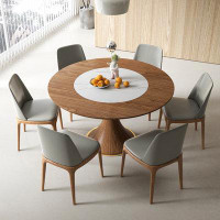 Lawrence Frames Modern Simple Round Brown Solid Wood Dining Table Sets