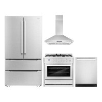 Cosmo 4 Piece Kitchen Package with French Door Refrigerator & 35.5" Freestanding Gas Range