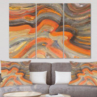 East Urban Home 'Abstract Gilded Orange Waves' Painting Multi-Piece Image on Wrapped Canvas
