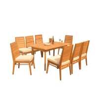 Teak Smith Grade-A Teak Dining Set: 60" Round Table And 6 Charleston Stacking Armless Chairs