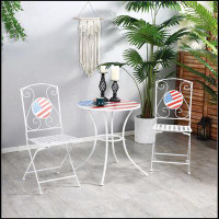 Gracie Oaks 3 Piece Patio Bistro Set, Folding Outdoor Furniture with USA Mosaic Table and Chairs