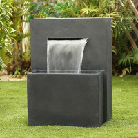 17 Stories Grey Resin Waterfall Outdoor Fountain