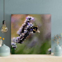 Rosalind Wheeler Black And Yellow Bee On Purple Flower 3 - Wrapped Canvas Painting