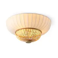 Bay Isle Home™ Anikyn 19.62 In. 3-Light Natural Bamboo And White Flush Mount With Silk Fabric Shade And Bulb Not Include