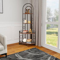 17 Stories 4-Tier Corner Bookshelf, Modern Style, Plant Stand With Metal Frame