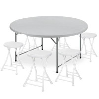 MoNiBloom 6-Person Folding Round Table And Chair Set