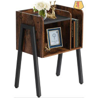 17 Stories Modern End Side Table,Industrial Sturdy Accent Desk,Open Style Structure With Stable Metal Frame And Shelves