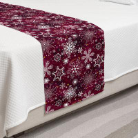 The Holiday Aisle® The Holiday Aisle® Snowflake Bed Runner, Colourful Christmas Pattern With Snowflakes And Ornamental S