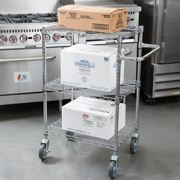 18 x 24 3 level chrome utility cart with handle - 6 SIZES  AVAILABLE  -FREE SHIPPING in Other Business & Industrial