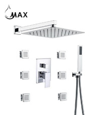 Wall Shower System Set Three Functions With 6 Body Jets Chrome Finish