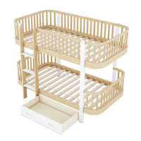 Harriet Bee Leda Kids Twin Over Twin Bunk Bed with Drawers