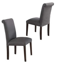 Red Barrel Studio 2 Pack  Upholstered Fabric Dining Chairs, Birch Wood Chairs With Studded Decor For Kitchen Living Room