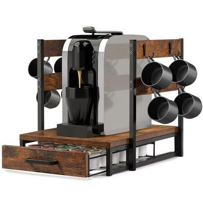 KOVOME K Cup Holder Drawer , Durable K-Cup Storage Drawer With Mug Rack, Coffee Maker Stand, 35 Pods Capacity, Rustic Br in Coffee Makers
