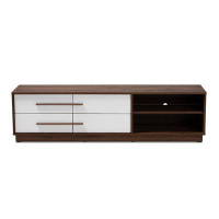 Lefancy.net Lefancy  Mette Mid-Century Modern Two-Tone White and Walnut Finished 4-Drawer Wood TV Stand