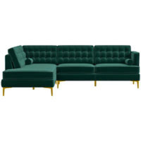 Mercer41 Caleb Sectional Sofa Green Velvet Left Chaise