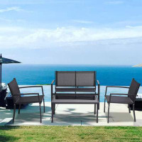 Ebern Designs 4 Pieces Patio Furniture Set Outdoor Garden Patio Conversation Sets Poolside Lawn Chairs