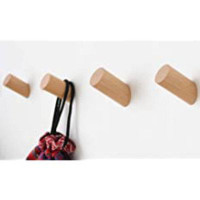 Ebern Designs Wood Wall Hooks, 4 Pack Coat Hooks Mounted Rustic Wooden Heavy Duty Robe Hook Hat Rack | For Hanging Bathr