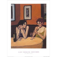 Winston Porter Last Minute Touches By Ed Martinez 32X24 Art Print Poster Women Drinking Restaurant Table Figurative Stil