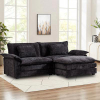 Latitude Run® Sectional Sofa Upholstered Sofa Modern Loveseat With Ottoman, Lumbar Pillows And Soft Cushions