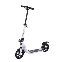 FOLDABLE KICK SCOOTER WITH ADJUSTABLE HANDLEBAR, REAR BRAKE, DUAL SHOCK-ABSORBING AND LARGE SOLID PU TIRES