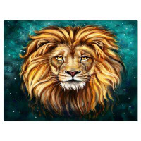 Design Art Lion Head in Animal - Wrapped Canvas Graphic Art Print
