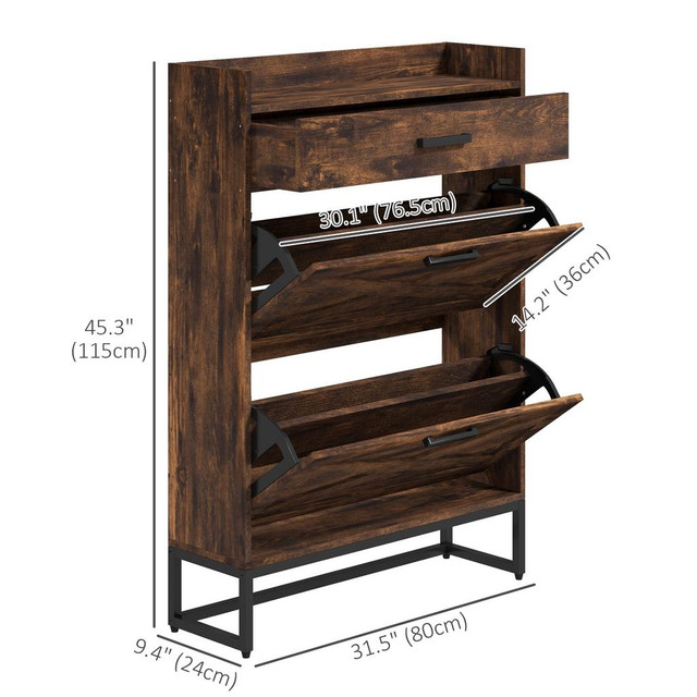 Shoe Cabinet 31.5" W x 9.4" D x 45.3" H Rustic Brown in Storage & Organization - Image 3