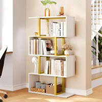 Latitude Run® Latitude Run® 5-Tier Bookshelf, S-Shaped Z-Shelf Bookshelves And Bookcase, Modern Freestanding Multifuncti