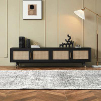 LORENZO Nordic solid wood rattan TV cabinet Modern living room storage locker simple household