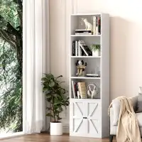 Gracie Oaks 6-tier Tall Bookshelf With Doors, 71" Storage Bookcase, Free Standing Display Shelf For Home Office Living R