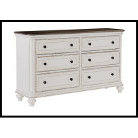 Wildon Home® Antique White And Brown Grey Finish1pc Dresser Of 6X Drawers Black Knobs Traditional Design Bedroom Furnitu