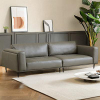HOUZE 93.7" Darkgray Genuine Leather Modular Sofa cushion couch