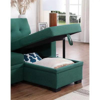 Latitude Run® Latitude Run® Fabric Reversible Side Compartment Sleeper Sectional Sofa Bed-Green
