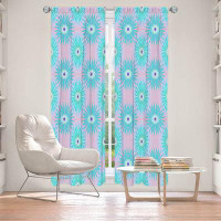 East Urban Home Lined Window Curtains 2-panel Set for Window Size by Pam Amos - Spikey Flower Pattern Teal