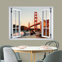 IDEA4WALL San Francisco Golden Gate Bridge Sunset 32' L x 24" W Wall Mural