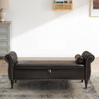 Darby Home Co Gelueck Faux Leather Upholstered Storage Bench