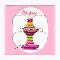 WorldAcc Metal Light Switch Plate Outlet Cover (Macaron Love - Double Duplex)
