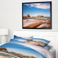 East Urban Home 'Atlantic Ocean Cost in Brittany' Framed Photographic Print on Wrapped Canvas