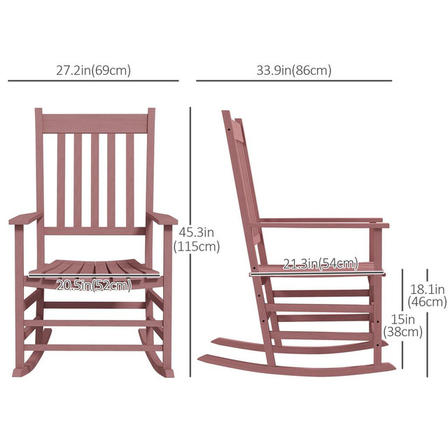 Rocking Chair Set 27.2" x 33.9" x 45.3" Natural Wood in Patio & Garden Furniture - Image 3