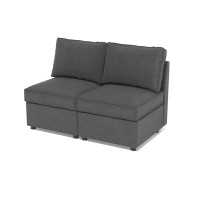 Bonzy Home 51.2'' Wide Breathable Fabric Cushion Back Armless Loveseat With Under Seat Storage