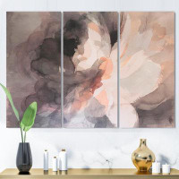 Made in Canada - East Urban Home Abstract Peony Grey - 3 Piece Wrapped Canvas Painting Print