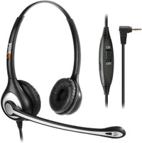 Wantek 2.5mm Telephone Headset Binaural with Noise Canceling Mic for Cisco Linksys SPA Grandstream Polycom Panasonic Zul