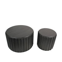 Ebern Designs Lyuca Solid Wood Drum 2 Nesting Table Set