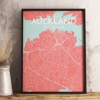 Wrought Studio 'Auckland City Map' Graphic Art Print Poster in Maritime