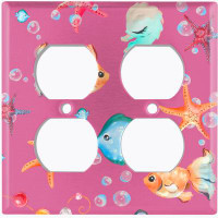 WorldAcc Metal Light Switch Plate Outlet Cover (Mermaid Ocean Star Fish Bubbles Pink - Single Toggle)