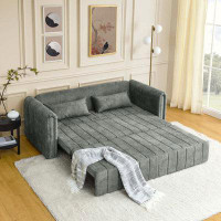 Latitude Run® 3 In 1 Pull-Out Bed Sleeper, Modern Upholstered 3 Seats Lounge Sofa & Couches With Rolled Arms Decorated W