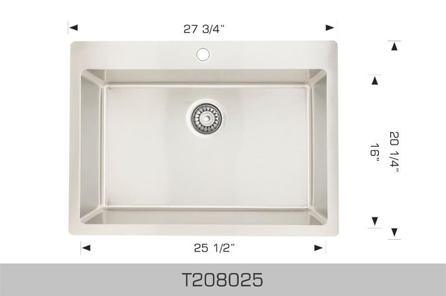 Builder Series - Drop In / Top Mount, 4 Sizes,  18 gauge Radius Corner, Single Bowl Kitchen Sink (20, 24, 28 & 32 Width) in Plumbing, Sinks, Toilets & Showers - Image 2